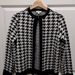 Women's Black and White Cardigan Sweater